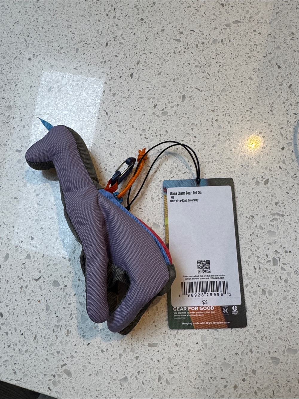 Cotopaxi Llama Charm Keychain - Purple with Olive and Blue Accents
